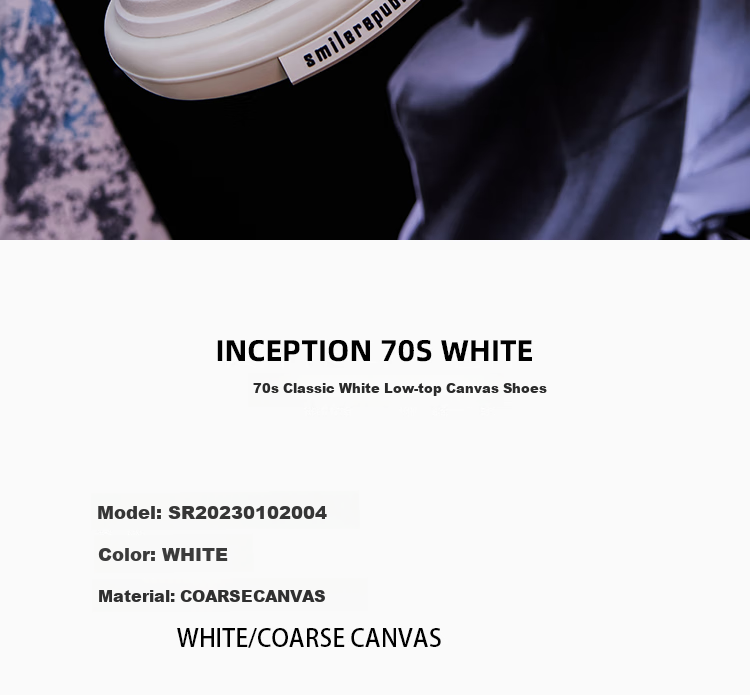 Smilerepublic [Xu Yiyang's Choice] 70S Classic Black/white Low-Top Canvas Shoes, Black, Size 38 10