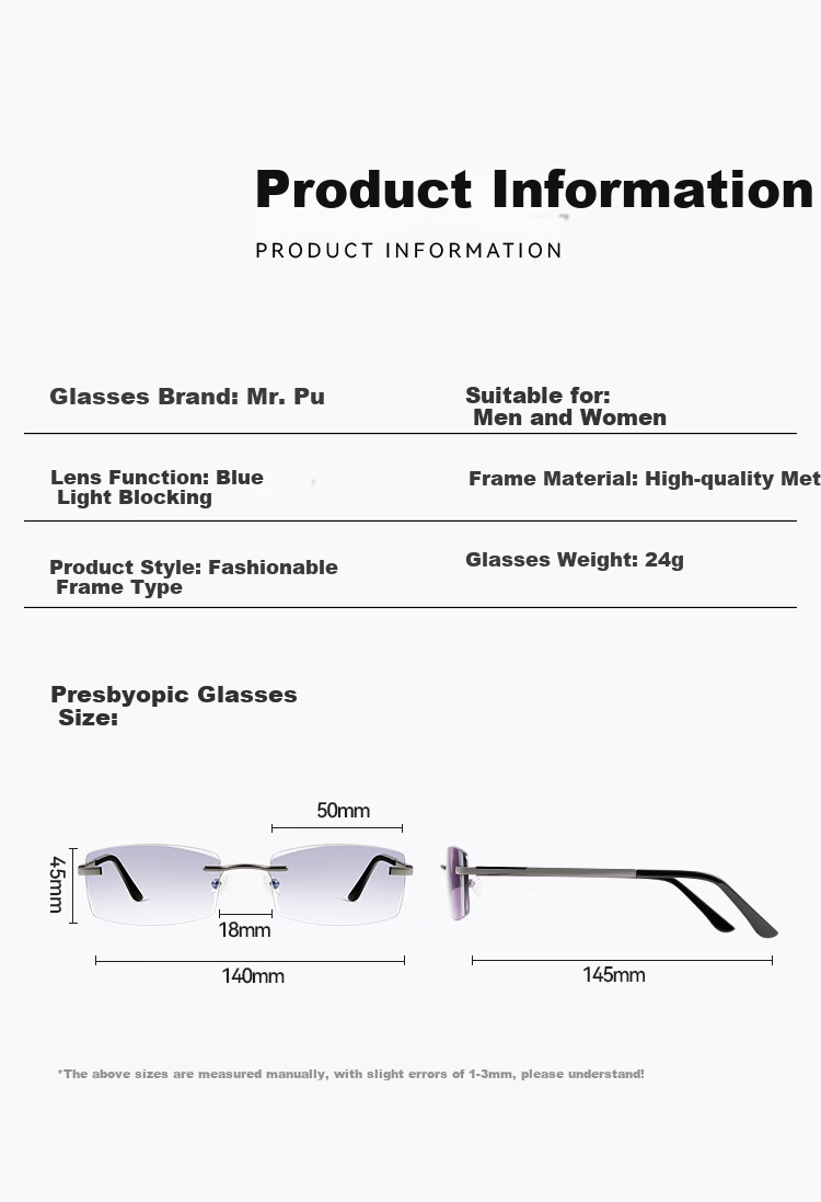 Mr.PuTian Reading Glasses for Men And Women, Anti-Blue Light, Anti-Fading, Anti-Glare Presbyopic Glasses, 250 Degrees, for Ages 60-64 12