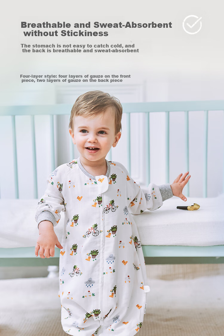 Nest Designs Baby Sleeping Bag, Bamboo Cotton Gauze, Four-Layer Spring And Autumn, All-Season Split-Leg Anti-Kick Blanket, Didi Dida Size 80 4