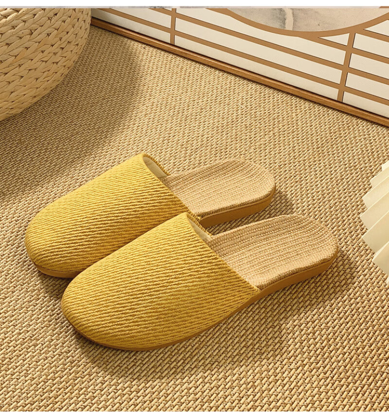 FOOTOPPO Baotou Linen Japanese Style Unisex Slip-On Anti-Slip Summer Indoor Home Slippers 1