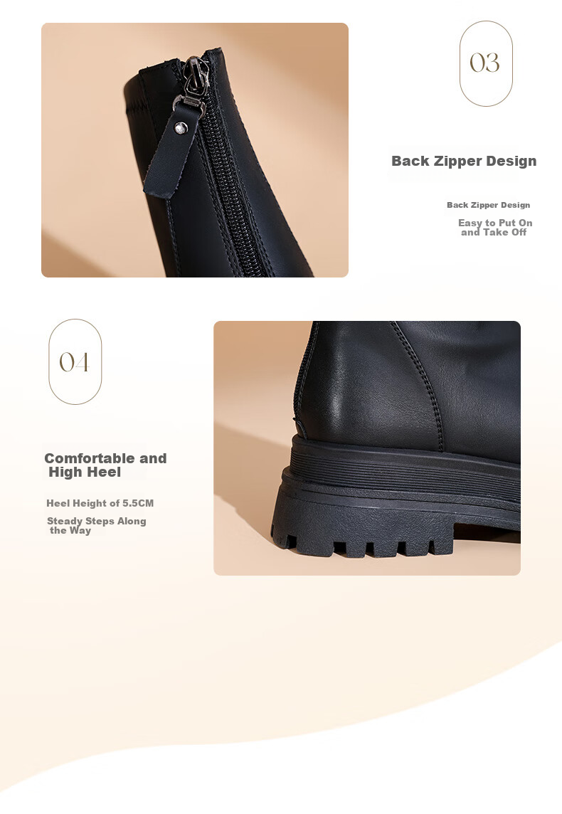 DAPHNE Fashion Heightening Ankle Boots for Women, Autumn And Winter Single Boots, Chelsea Martin Boots, Elastic Slim Boots, Black, Size 39 5