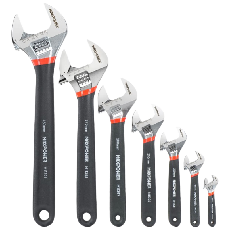 MAXPOWER Adjustable Wrench, Multi-Functional Spanner, Plastic-Coated Non-Slip Wrench for Home Use, Adjustable Open-End Wrench, 200mm