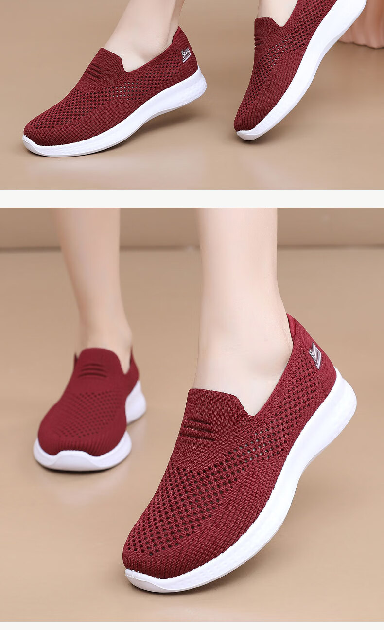 Anglerfish Old Beijing Women's Mesh Shoes Summer Breathable Slip-On Middle-Aged and Elderly Mom Casual Shoes A6011 Black 38 14