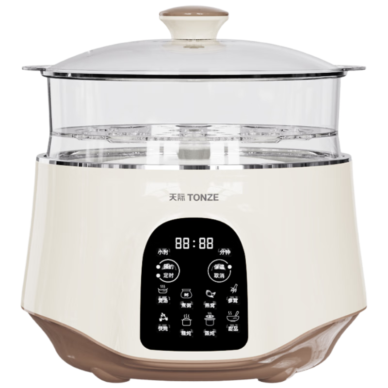 TONZE Electric Stew Pot, Double Boiler Stew Pot, Stainless Steel Electric Stew Cup, Soup Pot, Stew Pot, Porridge Pot, Bird's Nest Stew Pot for Steaming And Stewing, GSD-257GD 2.5L