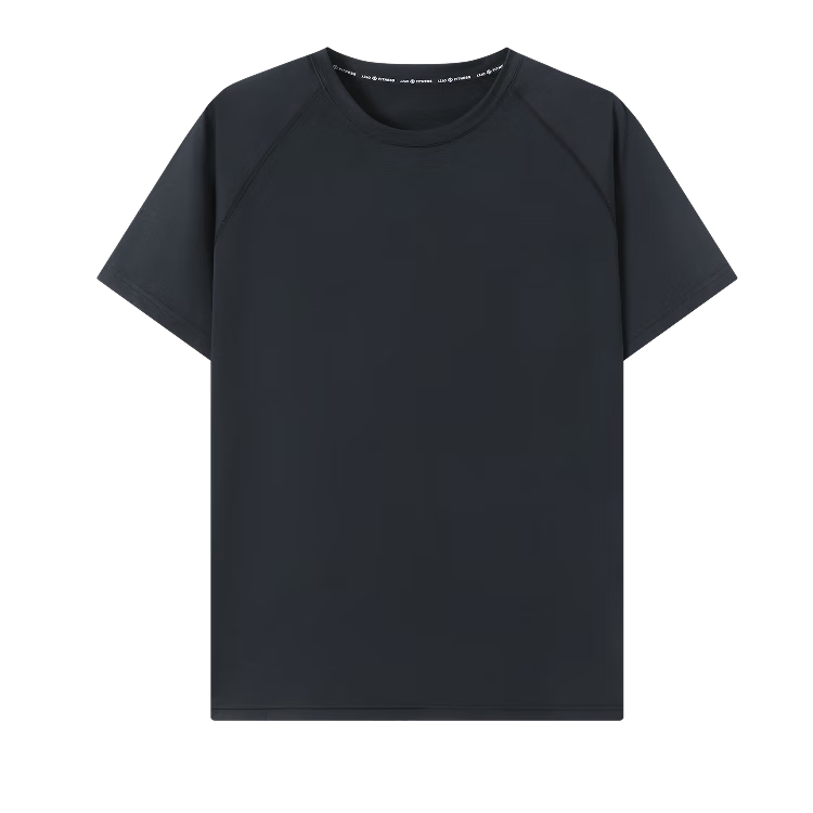 JD Original Summer Men's Fitness Series Sports Short-Sleeve T-Shirt, Quick-Dry Ice Silk Elastic, Black, Size S