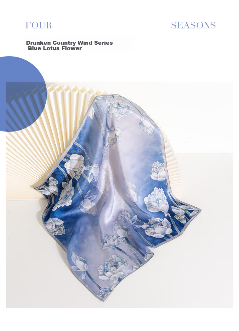 Hangsilu Silk Scarf for Women, Chinese Style Square Scarf, Mulberry Silk, Versatile Outer Wrap, Birthday Gift, Mid-Autumn Festival Present for Mom Or Teacher 3