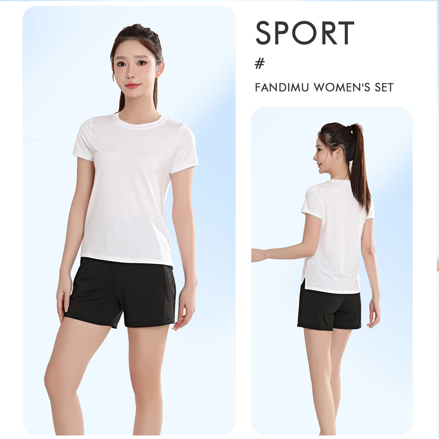Fandimu Sports T-Shirt for Men And Women, Breathable Quick-Dry Training Fitness Running Wear, Couple Style Short-Sleeve Round Neck Shirt, White Women's S