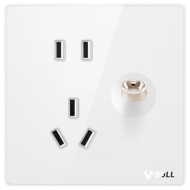 BULL Vintage Switch Socket Acrylic Ultra-thin Panel Single Control Five-hole Toggle Switch G70E333A Pearl White