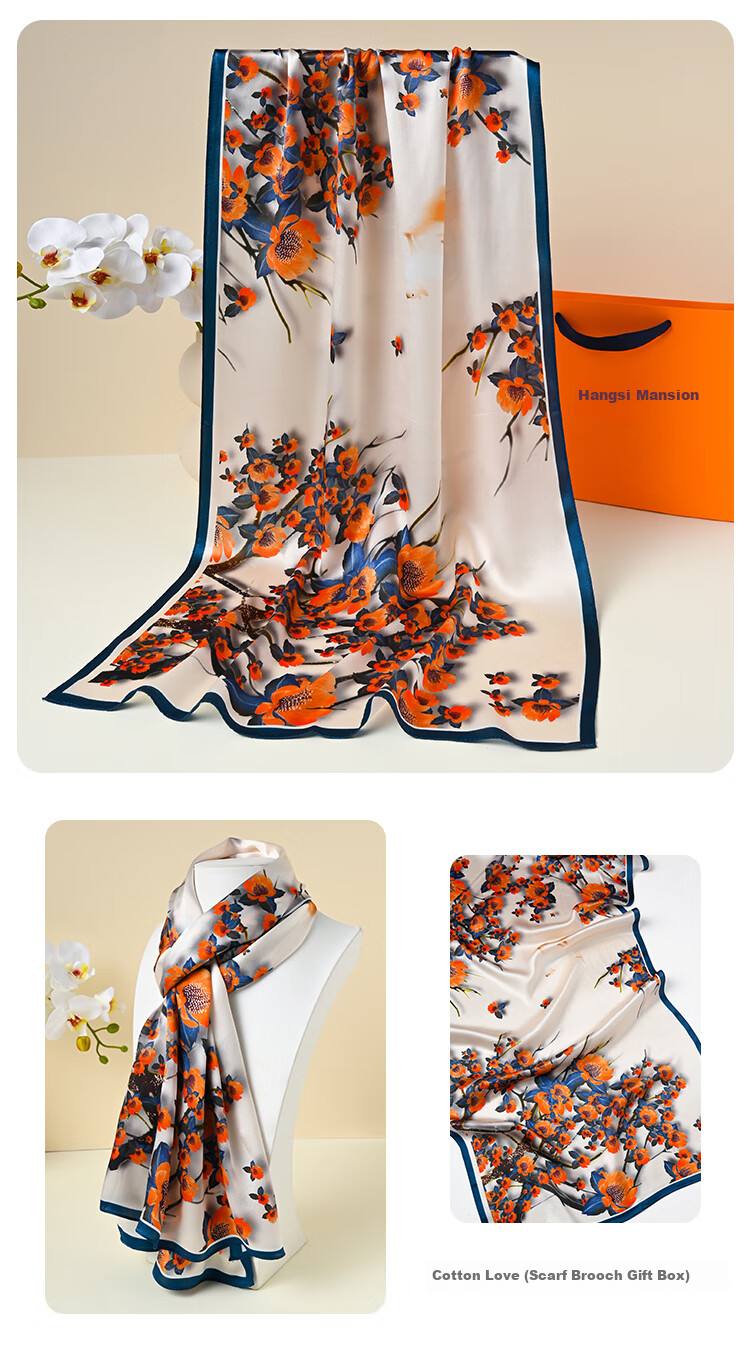 Hangsifu Silk Scarf, Shawl, Gift Box Set, Practical Birthday Present for Mom, Mid-Autumn Festival Gift 15