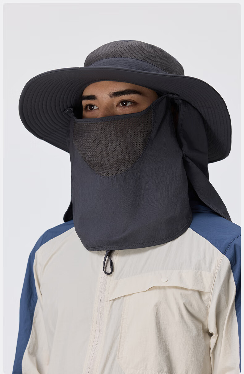 MISSION UV Sun Protection Hat for Men, Sunshade Fishing Bucket Hat, Mountaineering Outdoor Summer UV Protection Cap with Face Mask 13