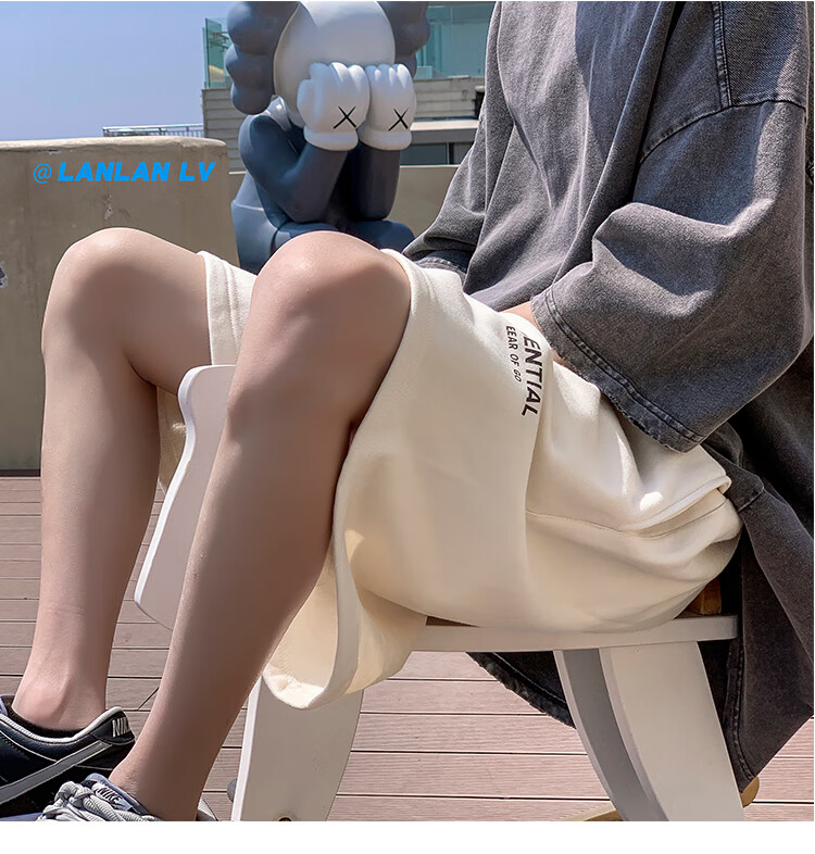 IZEXX Casual Shorts for Men, Summer Lightweight American High Street Loose Fit Sports Beach Shorts, Versatile IZ67 Gray M 28