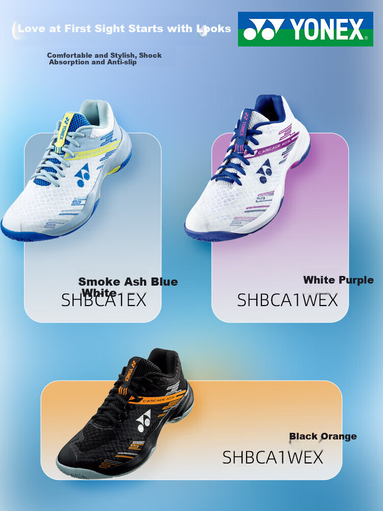 YONEX Badminton Shoes for Men And Women with Shock Absorption And Stability, Sports Shoes SHBCA1W, White/sky Blue, Size 42 7