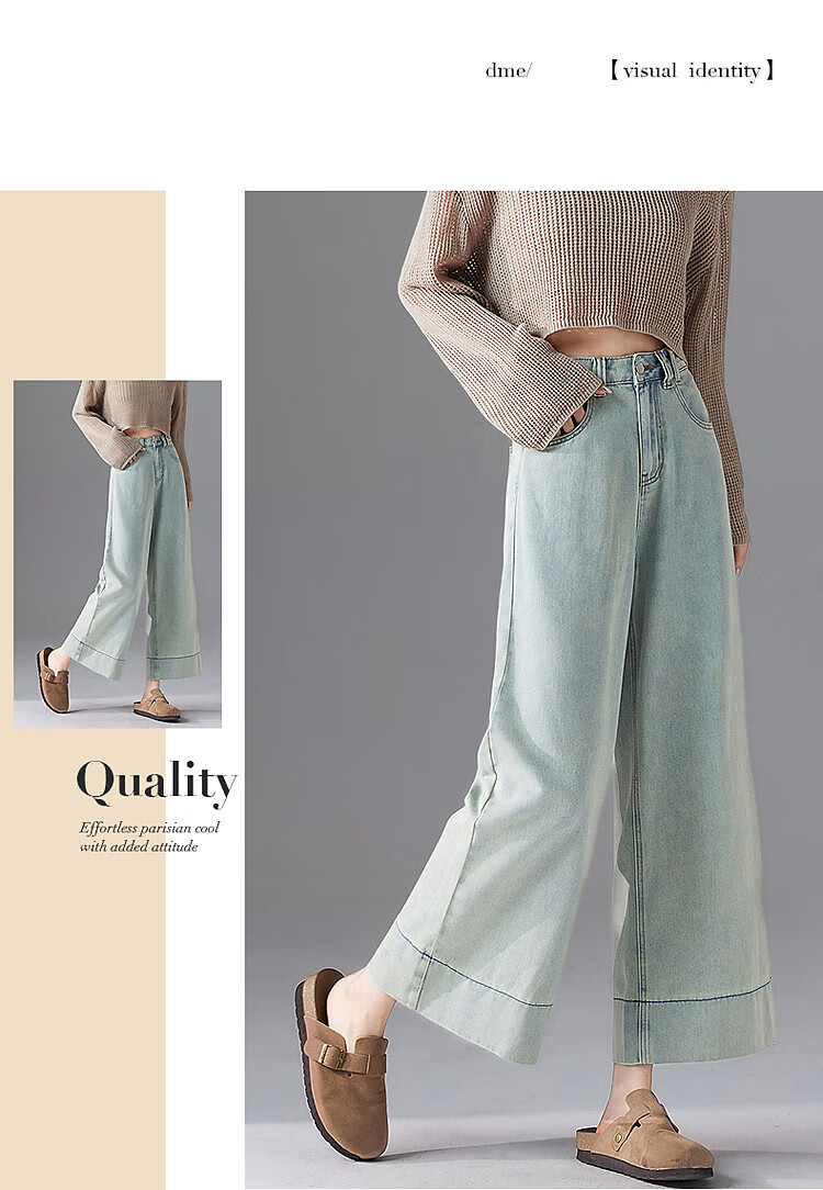 Dme [Vintage Fading Craft] Spring Cotton Soft High-Waisted Wide-Leg Relaxed Fit Women's Jeans for Spring 10