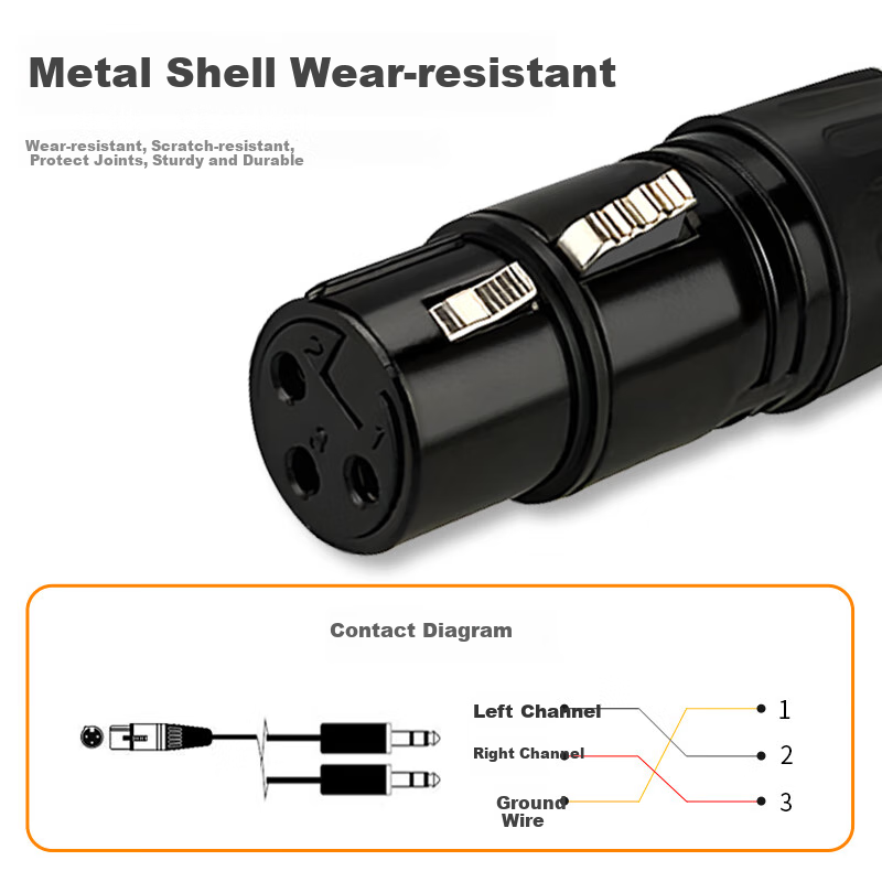 Кабель Yeren Kano от материнской платы к Dual XLR, 1 в 2, левый и правый каналы, для прямой трансляции, микрофонный кабель, звуковая карта, микшер, динамик, сбалансированный соединительный кабель, 2 метра YR-YP96