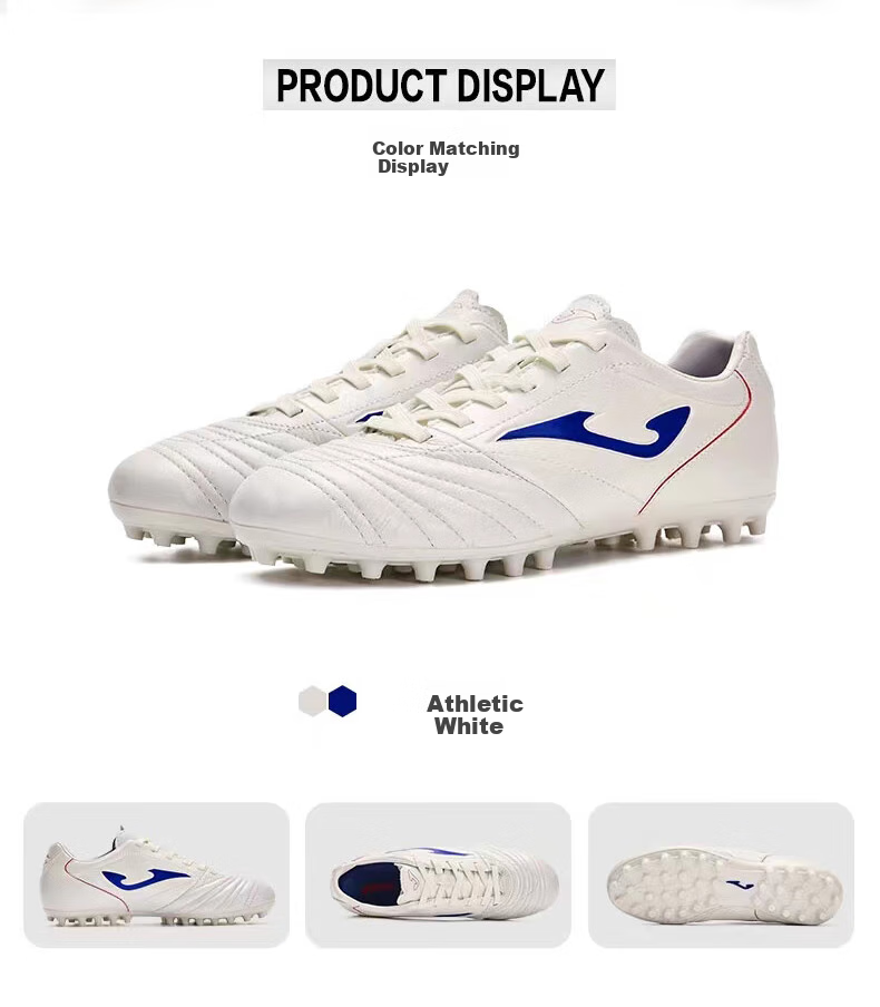 JOMA Kangaroo Leather Soccer Shoes Adult Youth Kids MG Studs Professional Match Football Training Shoes Water Blue/White 38 12
