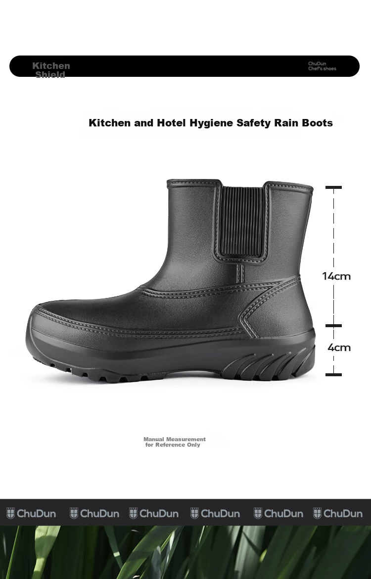 Chudun Non-Slip Shoes, Snow Boots, Rain Boots, Waterproof, Non-Slip, Oil-Resistant, EVA Water Shoes, Work Shoes, Black, Size 39/40 13