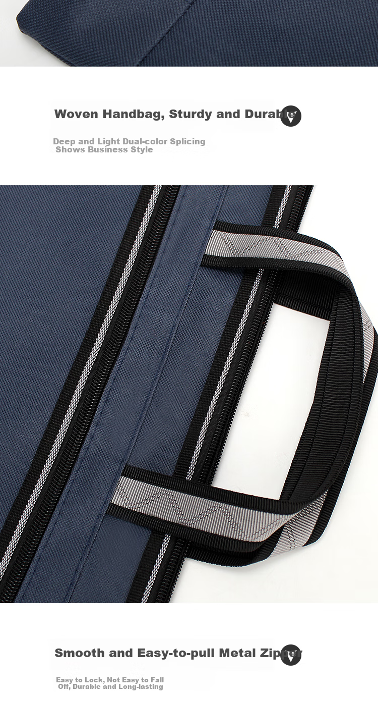TRNFA TN-2109 (Blue) Wide Capacity Handheld Document Bag with Pen Holder, Oxford Cloth A4 Zipper Pouch, Waterproof Canvas Storage Bag for Office Supplies 5