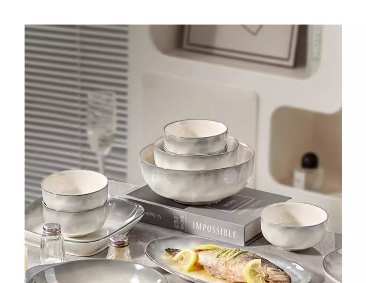 Hechuanwu Bowl And Plate Dinnerware Set, 2026 New Gradient Style, Ceramic Tableware Set for Home Use, Gift Box Packaging, Housewarming Gift, 32 Pieces 2