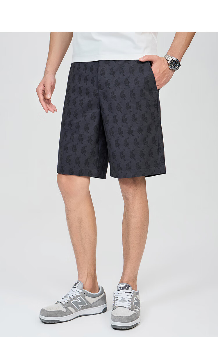 DANCING WOLVES [Comfortable Cotton Spandex] Summer Fashion Tiger All-Over Print Versatile Stretchy Men's Casual Shorts, 001 Black, Size 33 12