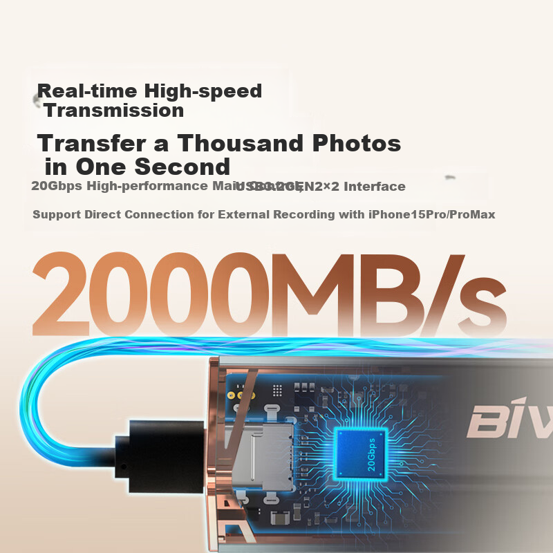 BIWIN 4TB Portable Solid State Drive (PSSD), PD2000 Series, Lilac Purple, Read Speed 2050MB/s, Type-C (USB3.2) Interface, Compatible with Mobile Phones And Computers, External Use