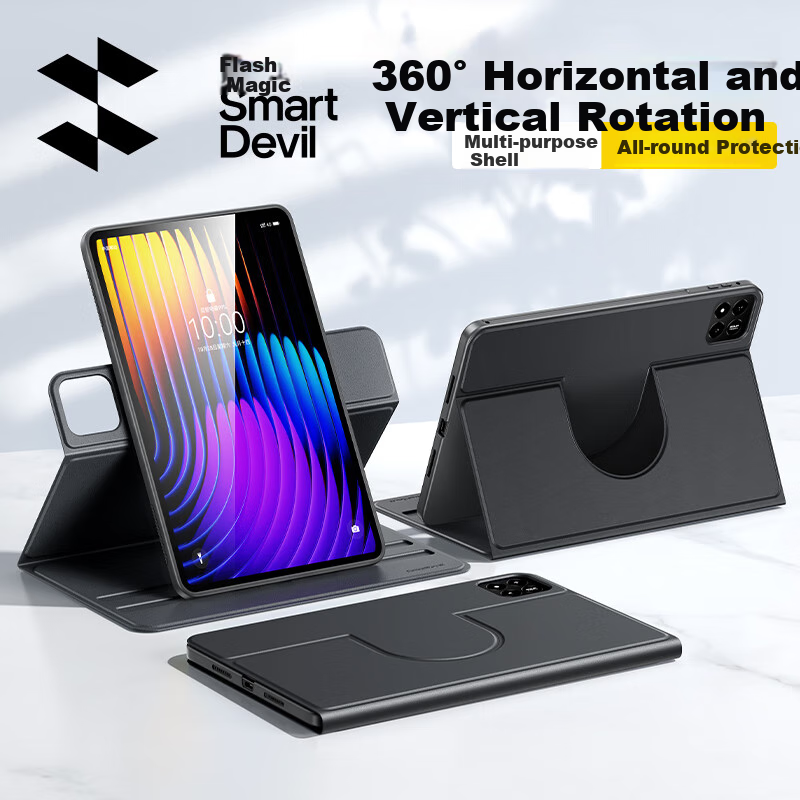 Чехол-книжка Shanmo для Xiaomi Pad 7/7 Pro, 11.2 дюйма, противоударный, силиконовый, черный