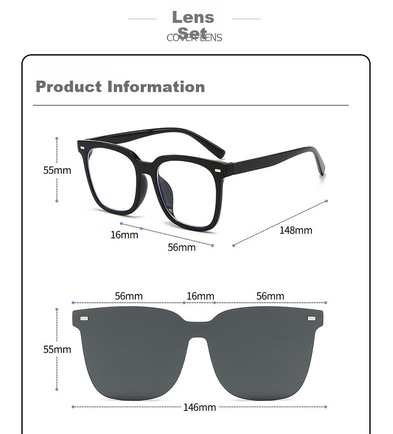 LOVECRAFT Myopia-Specific Sunglasses Clip-On for Men And Women, Driving-Specific Polarized Clip-On - Black Frame with Gray Lenses, UV Protectio 23