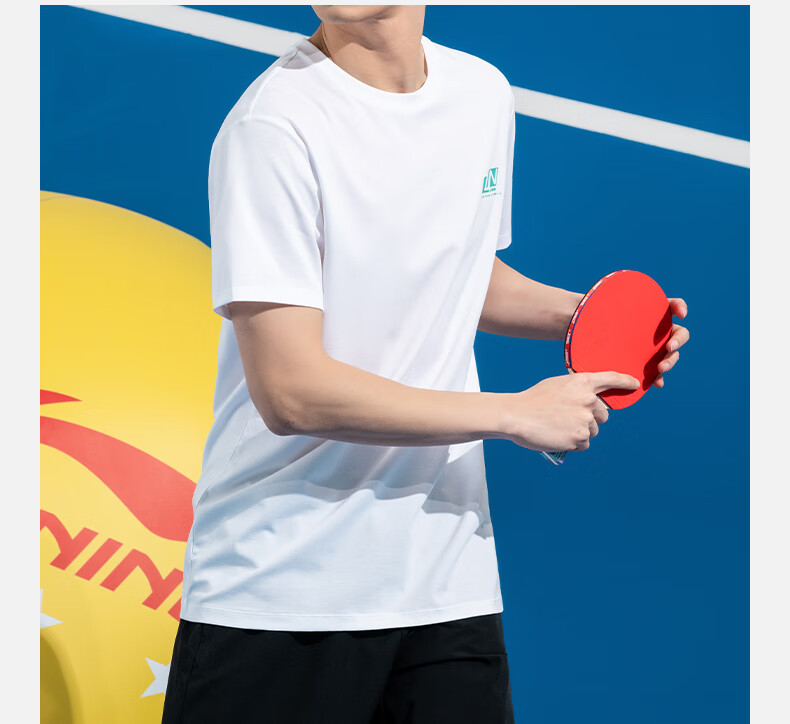 LI-NING Sports Short Sleeve Breathable Loose Casual Quick-Dry Running Fitness Five-Point Shorts Table Tennis Shirt Unisex S 3
