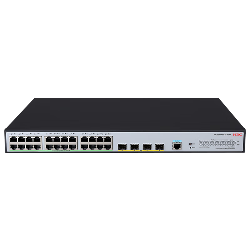 H3C S5024PV6-EI 24 Gigabit Ethernet Ports + 4 Fiber Optic Ports, Full Gigabit Layer 2 Managed Enterprise Network Switch, POE Power Supply 400W / Intelligent Stack / IPv6