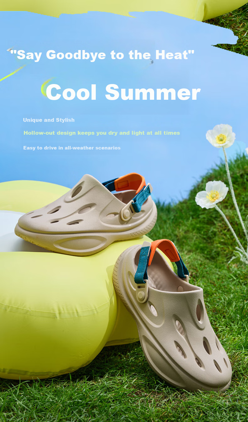 QIAODAN Breathable Cloud Hole Shoes, Men's Casual Beach Shoes, Outdoor Sandals 2
