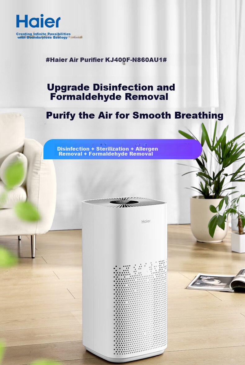 Haier Air Purifier for Indoor Use, Recommended for Mothers And Babies, Removes Formaldehyde, Smoke Odors, Benzene, Ionizes Dust, Eliminates Odors And Allergens in Offices, Disinfects And Purifies The Air 1