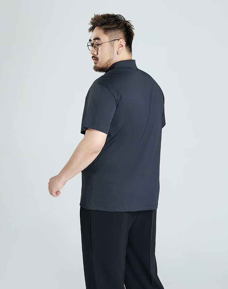 Ayoupang Summer Ice Silk Plus Size Short-Sleeve Polo Shirt, Loose Elastic Collar T-Shirt 7