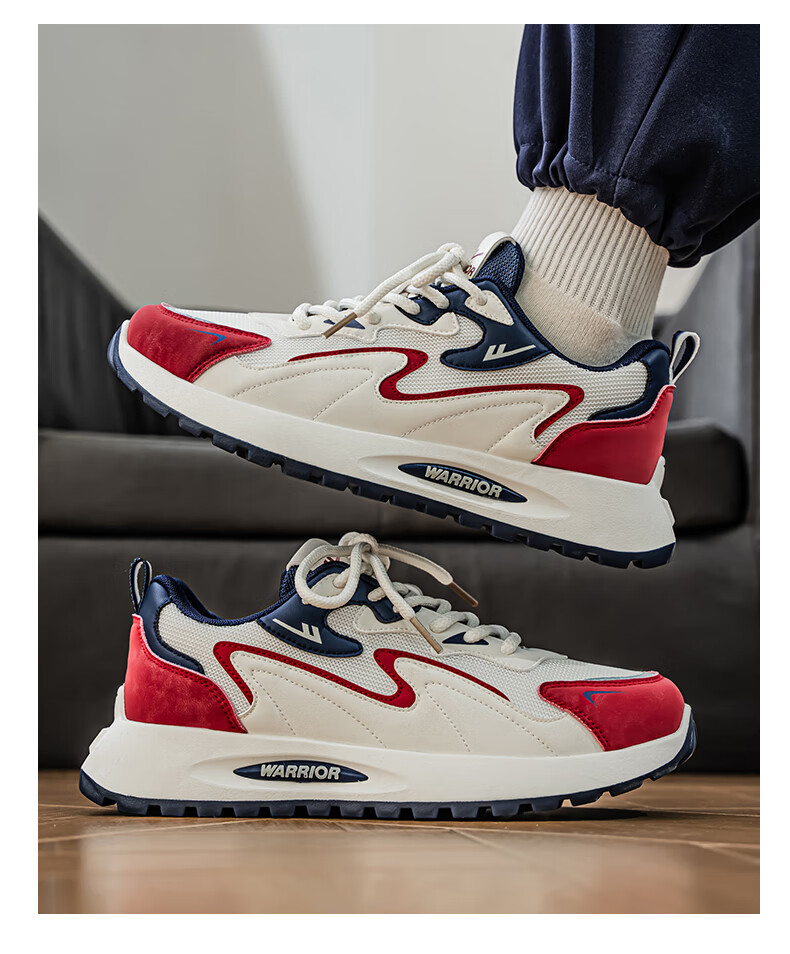 Warrior Men's Sneakers 2025 Summer Casual Breathable Low-top Shoes for Men Beige/Grey/Blue Size 40 17
