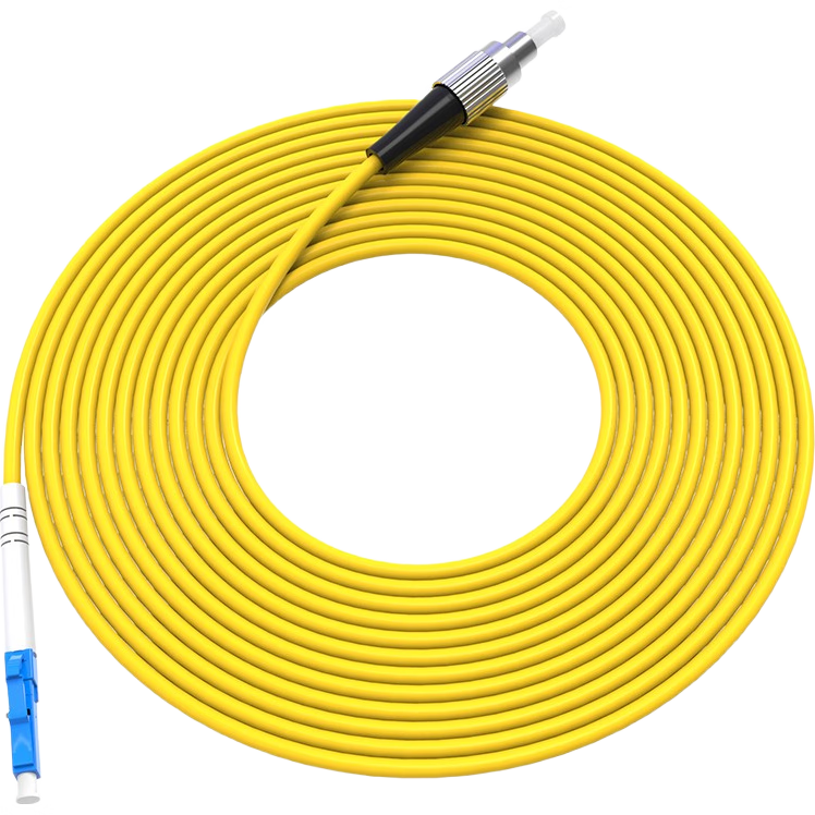 Nokoxin Telecom Grade Single-Mode Single-Core Fiber Optic Patch Cord Home Fiber Extension Cable Optical Transceiver Pigtail Custom Length Support UPC Connector 3m LC-FC