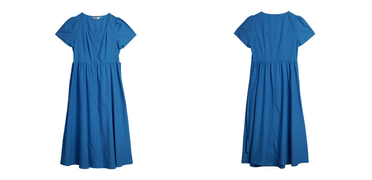 Olrain Eurielle Summer Women's Commuter Lyocell Dress Square Neck Waist Cinch Vacation Maxi Dress Klein Blue S 17