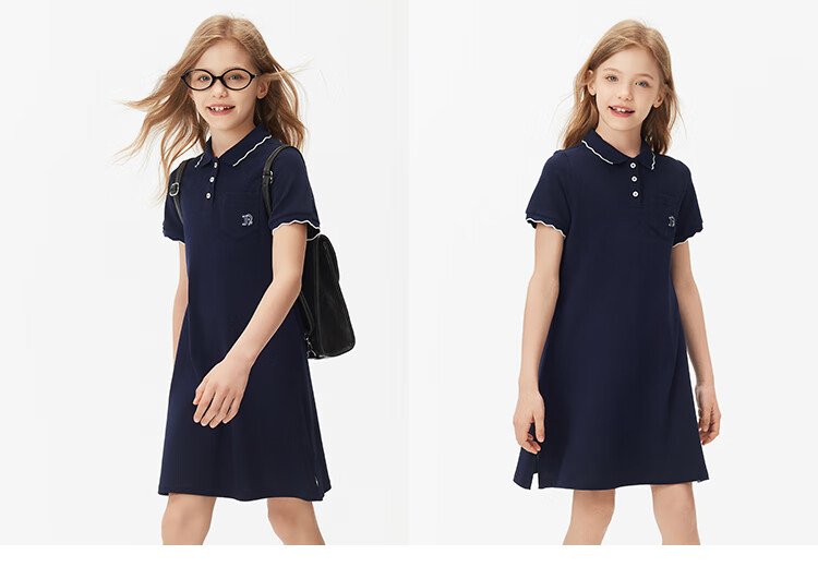 Navigare Girls' Dress, Children's Summer Thin Cool Sports Polo Dress, Casual Moment, Cherry Blossom Pink, Size 140 12