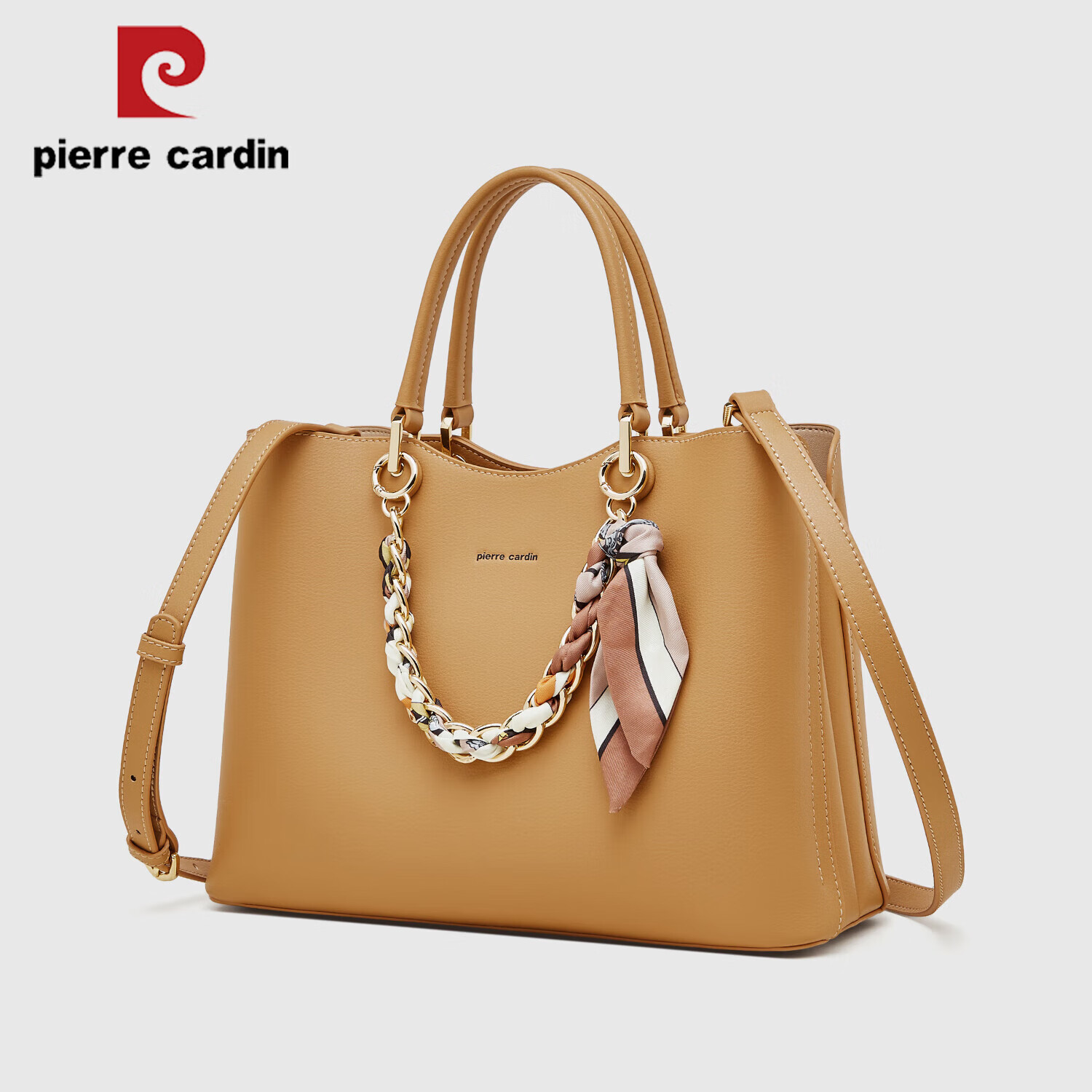 Pierre Cardin Women's Handbag, Tote Bag, Shoulder Bag, Crossbody Bag, Commuter Bag, Mom Bag, Holiday And Birthday Gift, Brown, with Free Gift Box