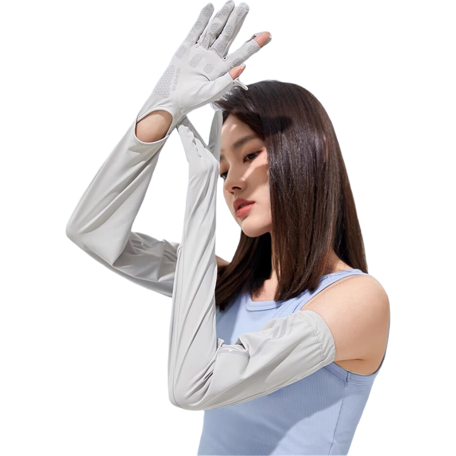 FitonTon Women's Summer Outdoor UV Protection Sun Sleeve Long Ice Silk Fingerless Sun Gloves for Cycling