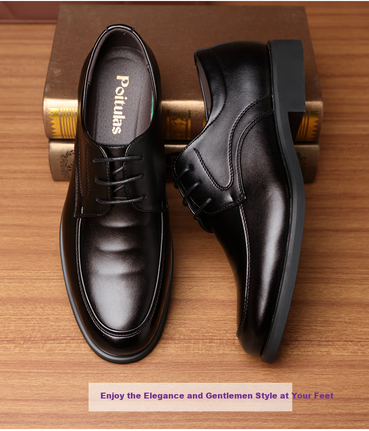 Poitulas Men's Hollow Lace-Up Business Casual Leather Shoes Breathable Versatile Sandals 9839 Black (Sandals) Size 45 4