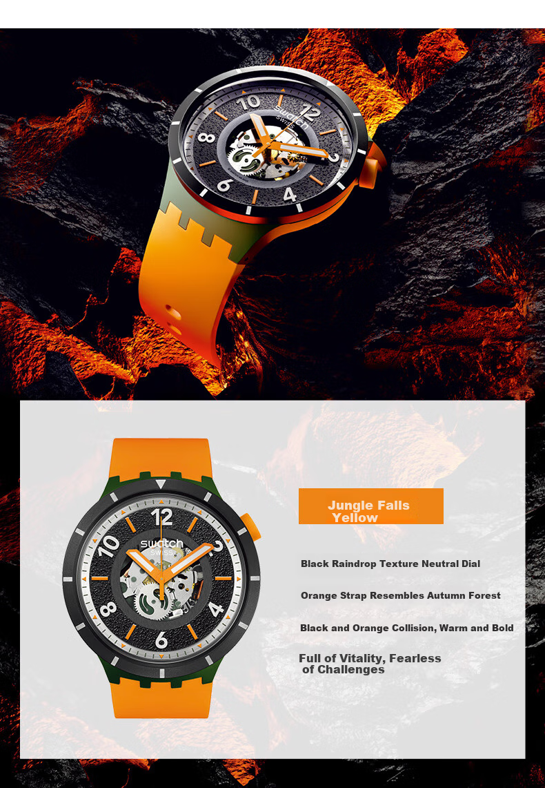 Swatch Swiss Watch, Natural Inspiration Series Luminous Trendy Men's Quartz Watch, Graduation Gift, Ice Peak Ultimate 2