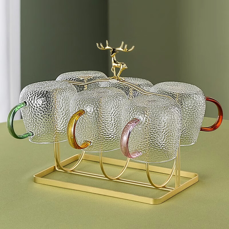 CRISTALGLASS Luxury High-End Hammered Glass Cup Set for Home Living Room, Tea Cups And Drinking Glasses for Family Use