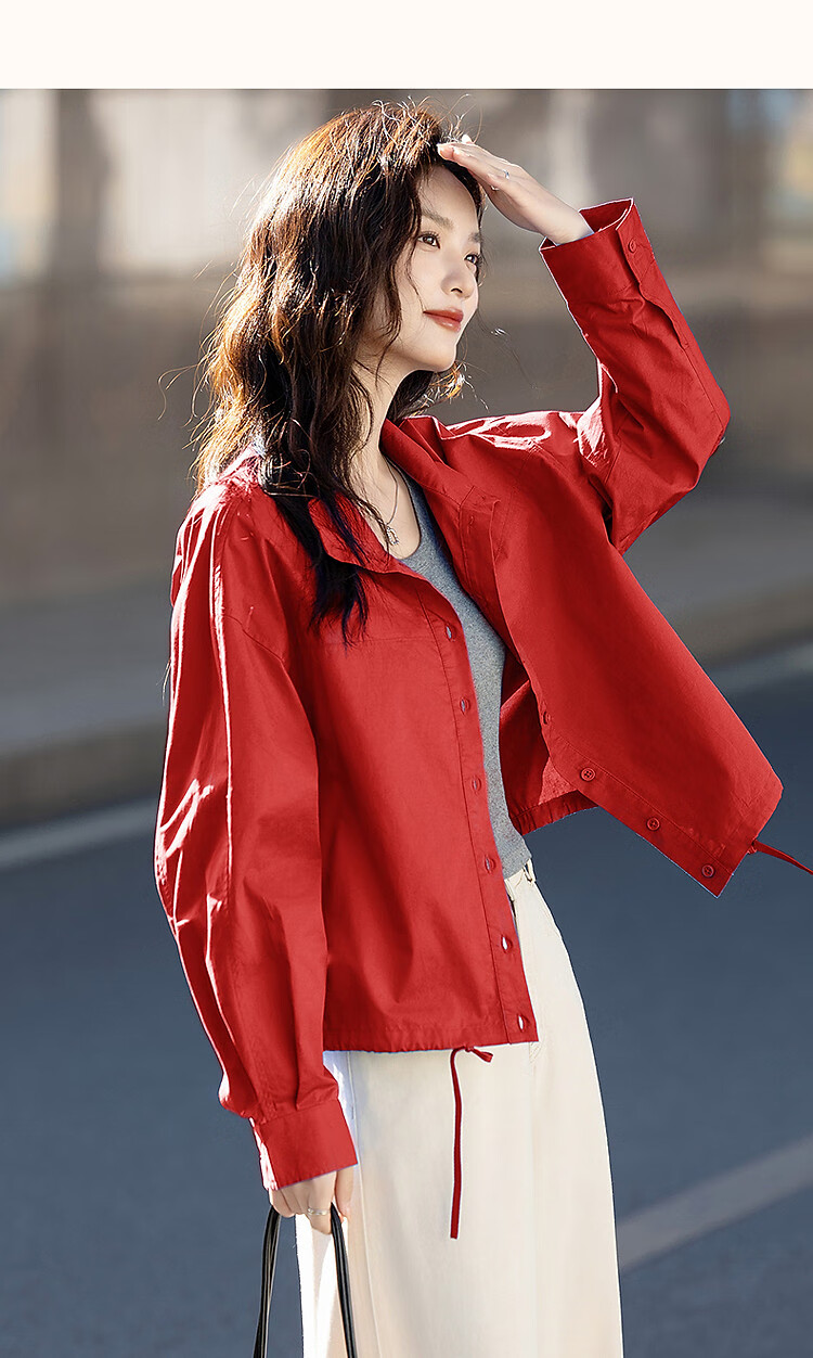 Dme [Yunduo Mian] Spring And Autumn Lightweight Outdoor Zero-Pressure Stand Collar Button-Up Concealing Petite Elegant Short Women's Jacket 12