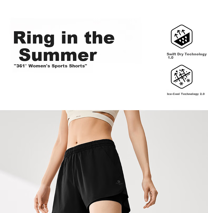 361° Women's Sports Shorts Spring Summer Sun Protection Quick-Dry Running Fitness Cooling Loose Lined Pants 662624702H-3 1