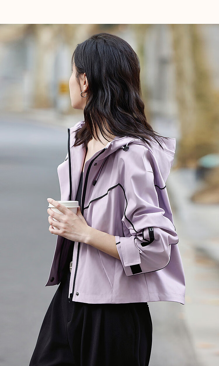 Dme [In The Wild Series] Spring And Autumn Urban Light Outdoor Hooded Jacket with Elastic Cuffs And Contrasting Color Woven Trim 12