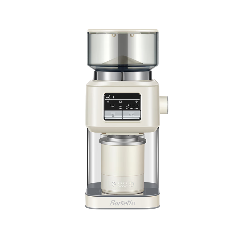 Barsetto [Mid-Autumn Festival Gift] Baisengtu Automatic Home Small Italian American Siphon Coffee Grinder, 40 Grinding Settings, Metal Coffee Machine BAG-G01S White