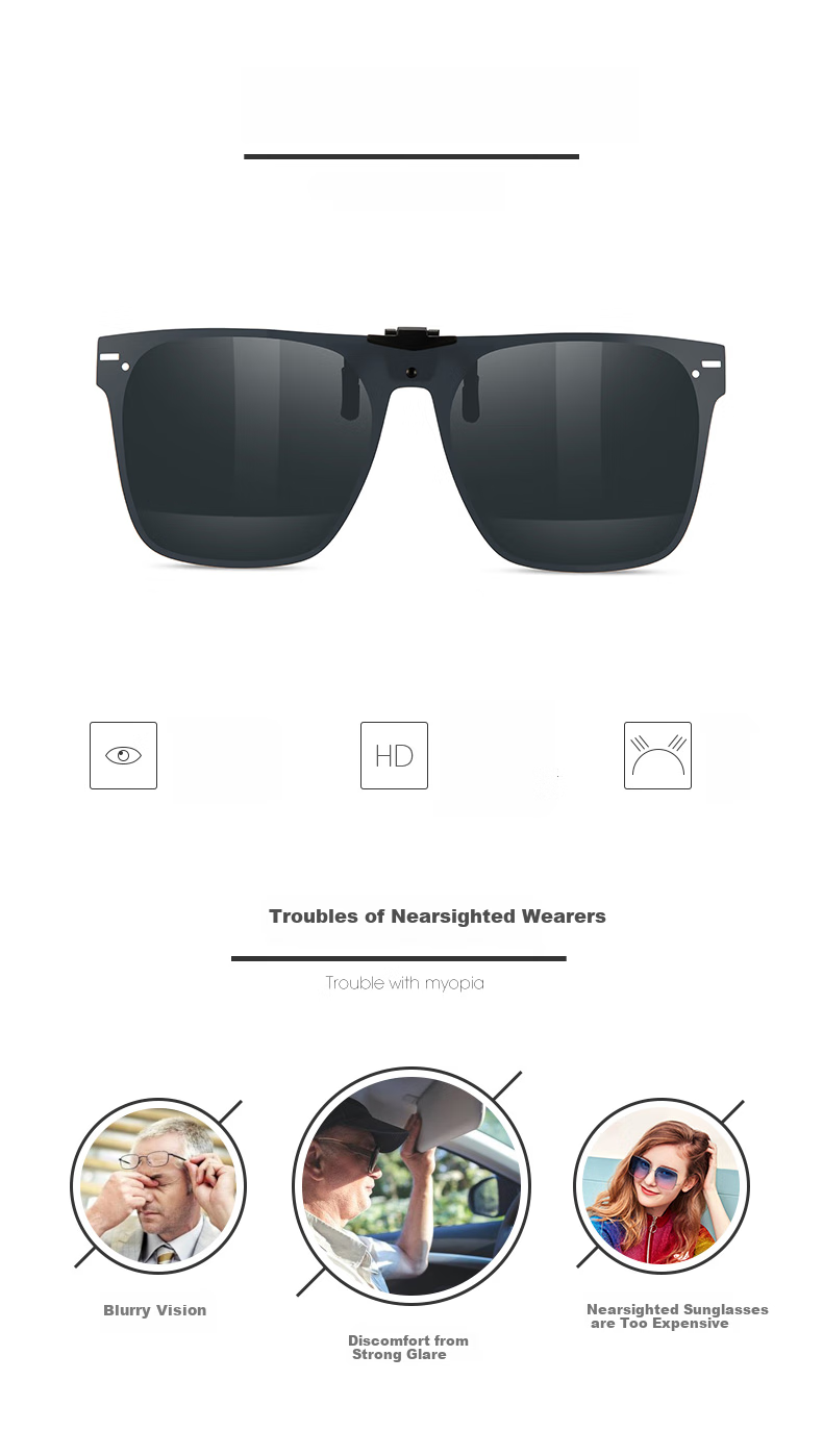 HELEN KELLER Eyeglass Clip, Fashionable Polarized Sunglasses Clip, Driving-Specific Sunglasses Clip HP828C5 1