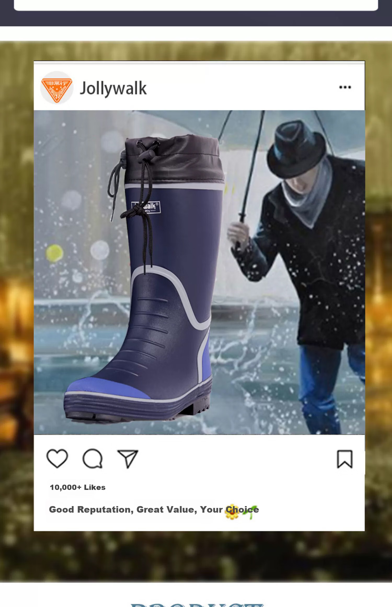 Jolly Walk Waterproof Rain Boots for Men, Stylish Non-Slip Tall Fishing Rubber Water Shoes JW327 Navy Blue White Size 39 3