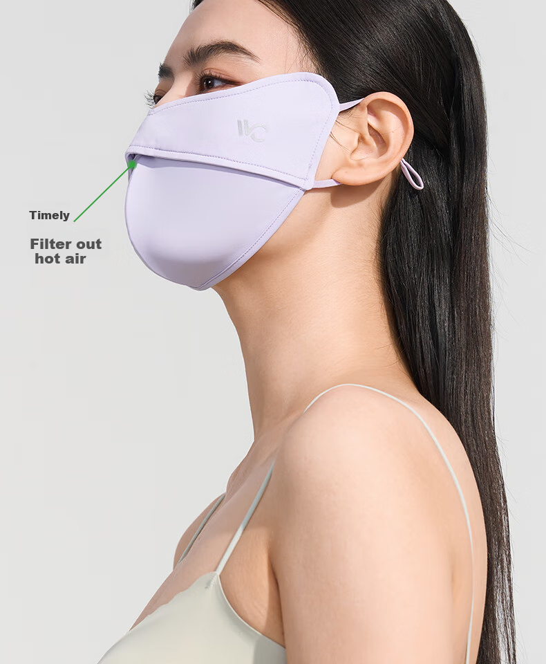 VVC Sun Protection Face Mask for Women, UV-Resistant, Fishbone Structure, Breathable, Eye Corner Protection Mask, Cloud Light Blue, 1 Piece 9
