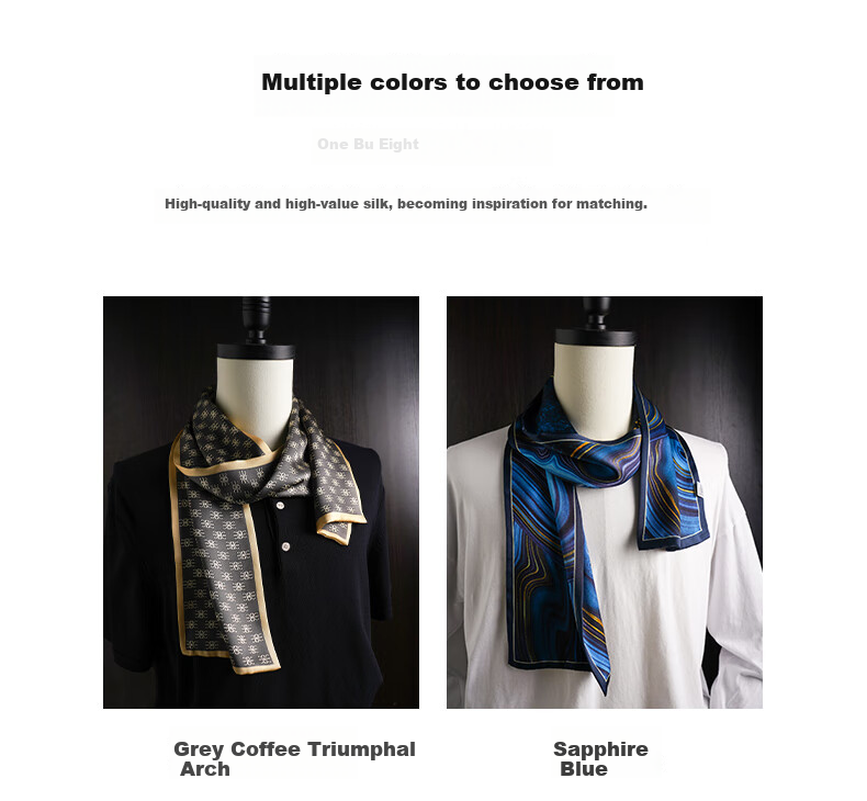 Hangsifu Silk Scarf for Men, Inner Wear, Business Suit Necktie, Birthday And Holiday Gift for Dad Or Husband, Sea Blue 8
