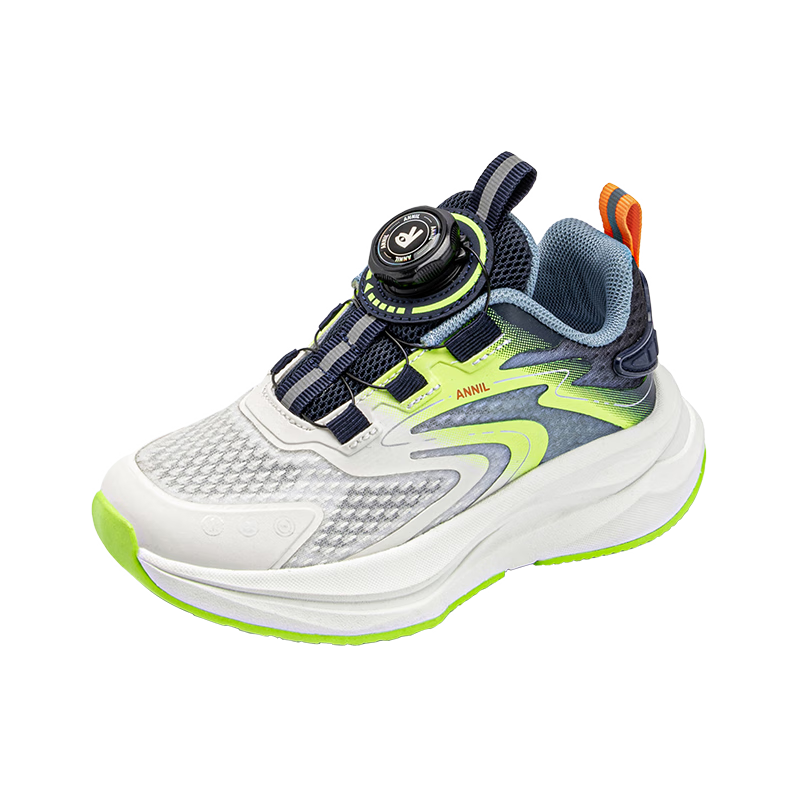 Annil Children's Sports Shoes with Twist Lock, New Autumn Style for Older Girls, Non-Slip Shock-Absorbing Running Shoes, Model 5226, Dark Blue, Size 38