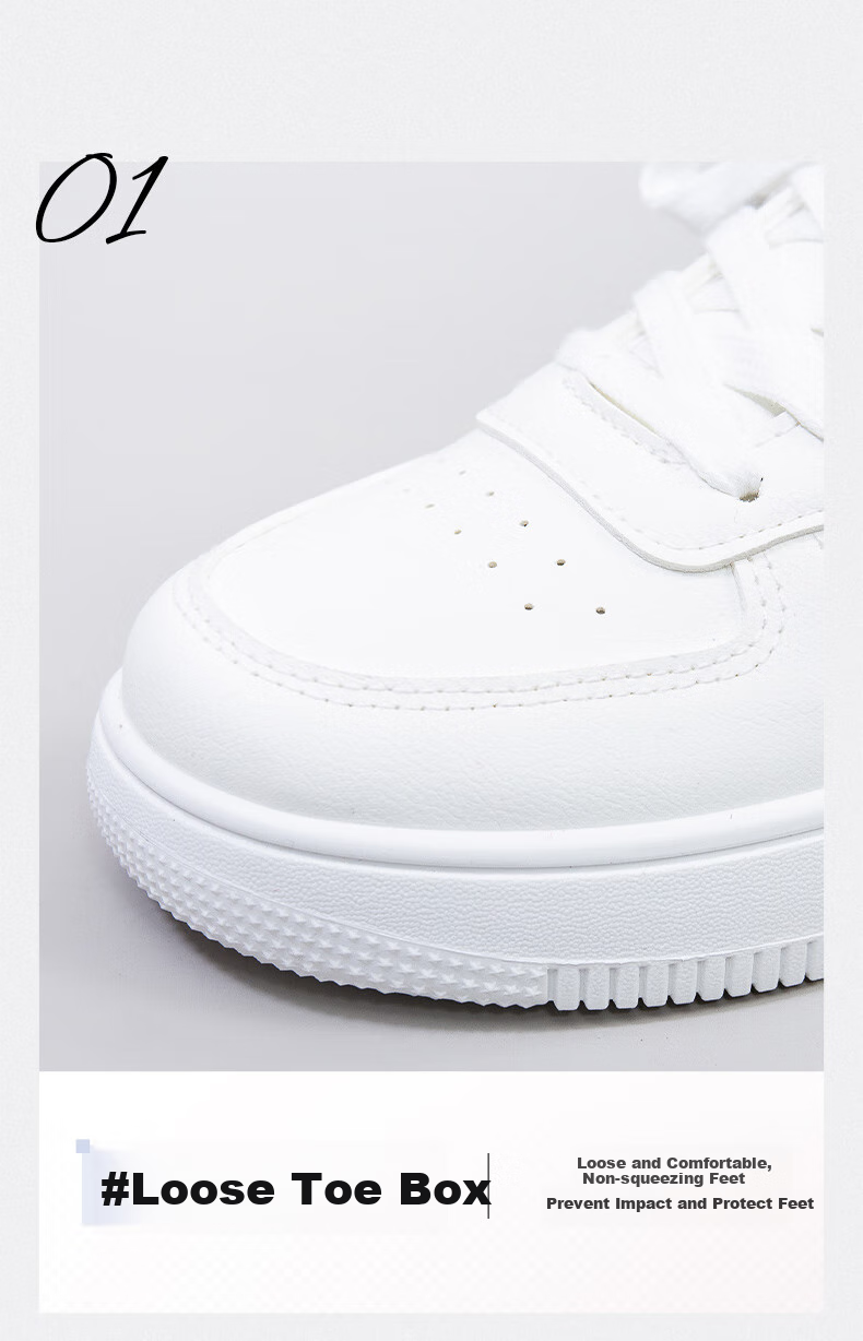 Huili Official Women's Sneakers, New Summer Style Versatile Student Shoes, Lightweight White Shoes for Women, White And Blue, Size 36 6